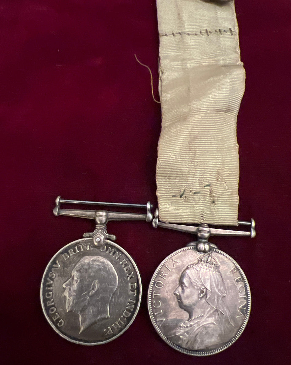 931 Sergeant T. Sanbrook, 2nd Volunteer Battalion, Shropshire Light Infantry, on Volunteer Long Service Medal, and 21432 Private J. Sambrook, King’s Shropshire Light Infantry, on British War Medal