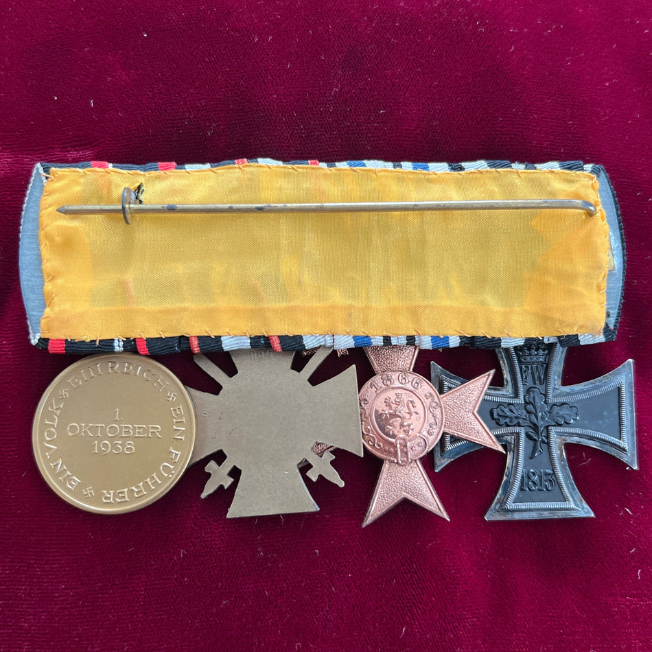 Germany, group of four: Iron Cross 1914-18, Bavarian Military Merit Cross with swords, Cross of Honour 1914-18 with swords and Entry into Czechoslovakia Medal 1938