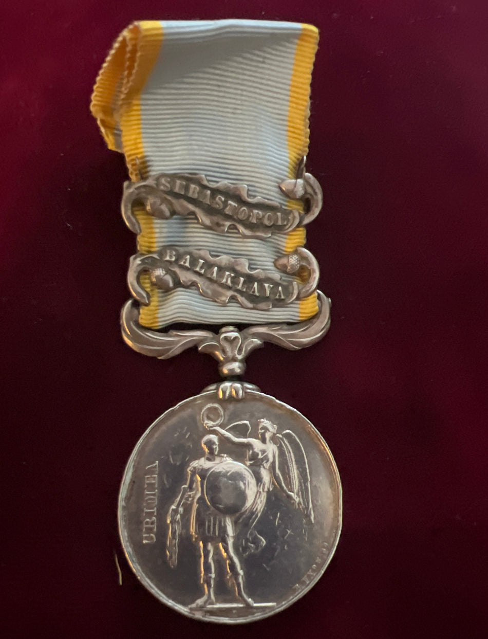 Crimea Medal 1854, two clasps: Balaklava and Sebastopol, to Gunner and Driver William Mc.Stroy, 11th Battery, Royal Artillery, some wear, crudely named