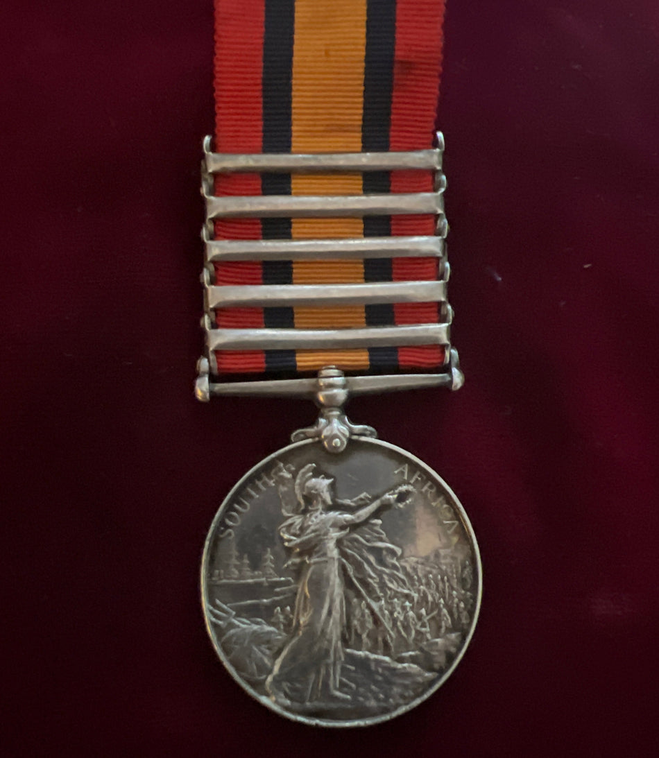 Queen’s South Africa Medal, five clasps, including Relief of Ladysmith, to 4373 Drummer E. Mayger, 2nd Battalion, Royal Fusiliers