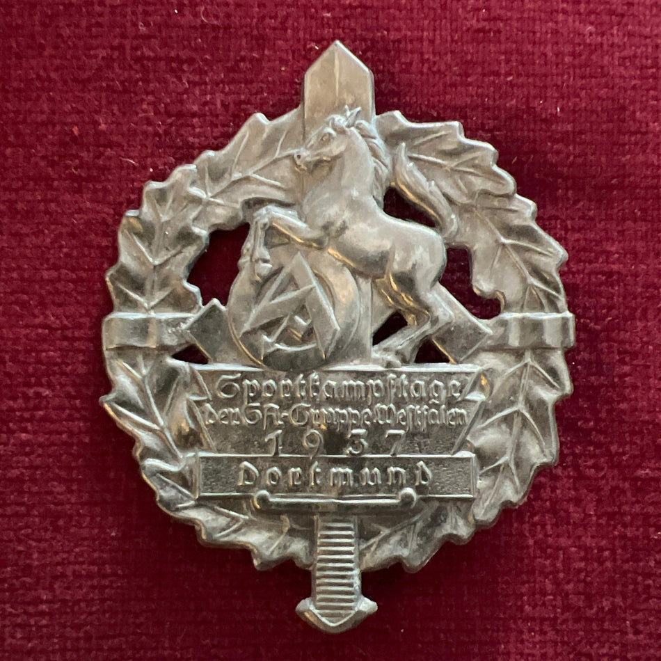 Nazi Germany, S.A. Dortmund rally badge, 1937