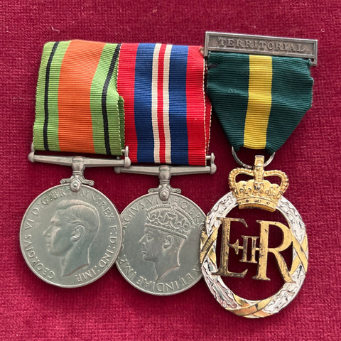 War Medal 1939-45, Defence Medal & Territorial Efficiency Decoration dated 1953