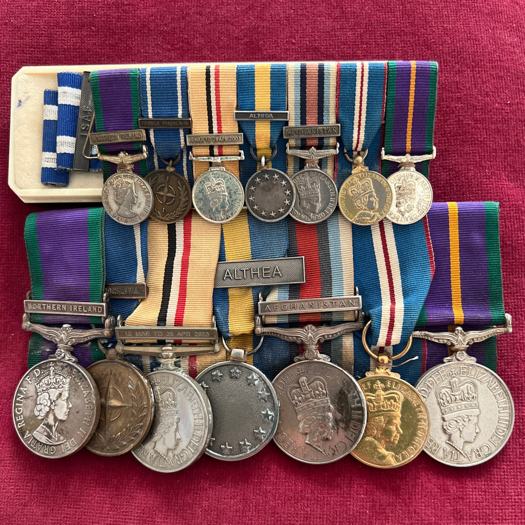 Group of 7 with miniatures to 24852269 Corporal Mulroney, Argyll and Sutherland Highlanders, please note that the Accumulated Long Service Medal is a copy, all the rest are the original named medals