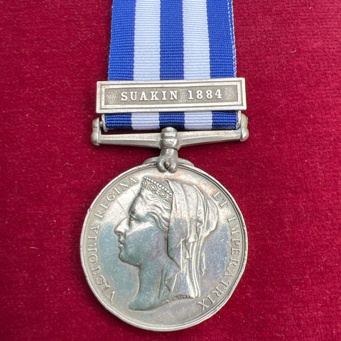 Egypt Medal, Suakim 1884 bar, to Stocker/ Workman George, HMS Euryalus, broach marked