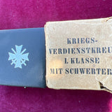 Nazi Germany, War Merit Cross with swords, 1st class, maker marked number 1, Deschler and Son, in original case and cover, scarce