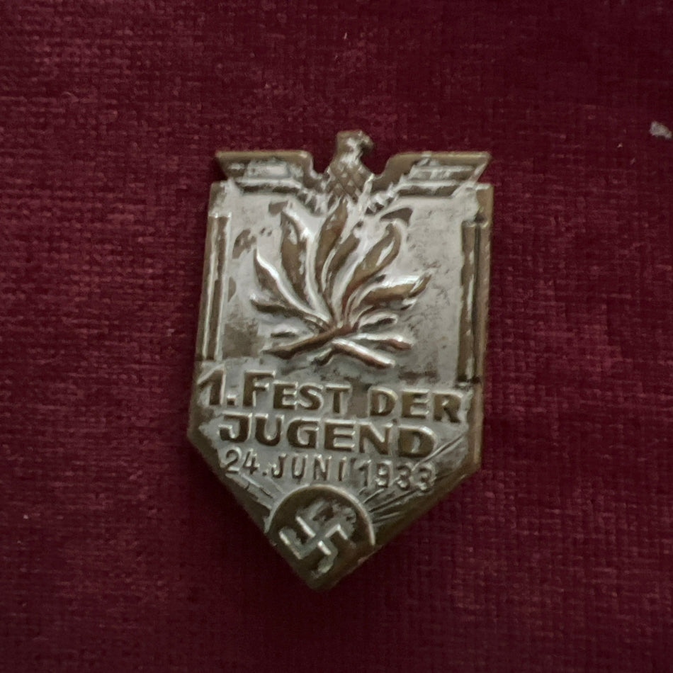 Nazi Germany, Hitler Youth rally badge, 1. Fest der Jugend, 24th June 1933