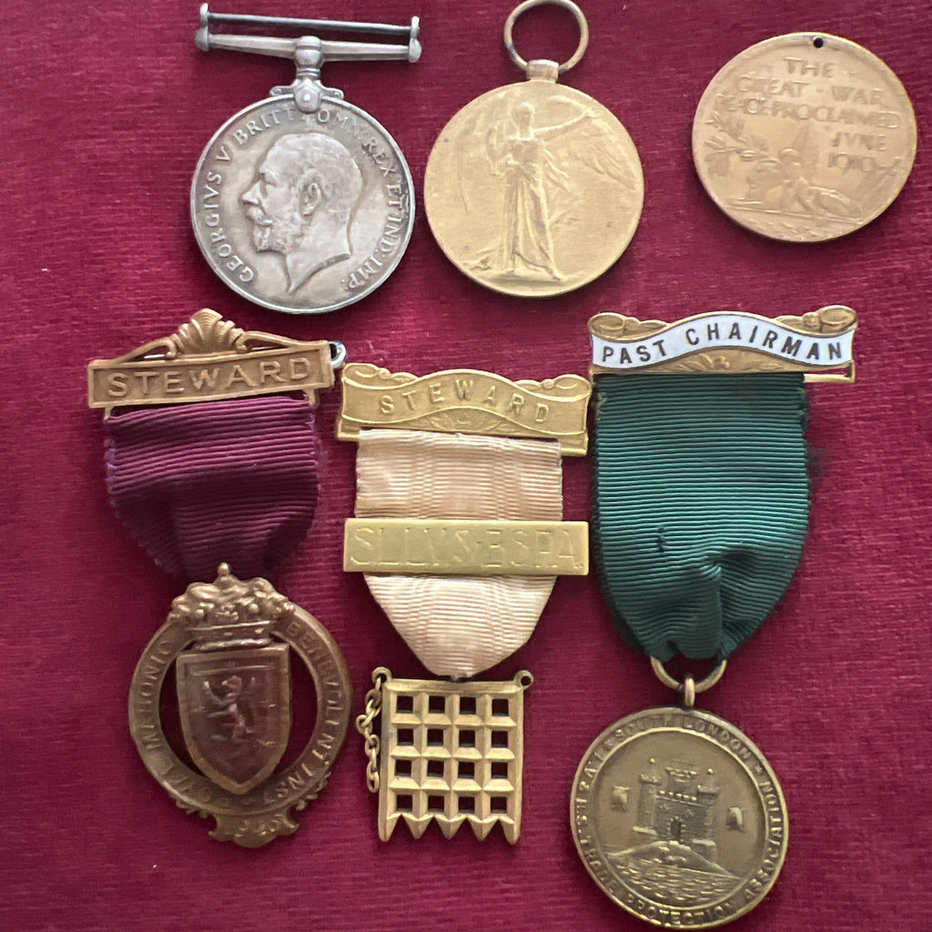 WW1 pair with various Masonic medals to 288213 Pioneer Arthur E. Jennings, Royal Engineers, 64 Division Engineers, with history
