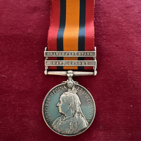 Queen's South Africa Medal, 2 bars: Orange Free State & Cape Colony, to 1456 Pte. B. King, East Surrey Regiment