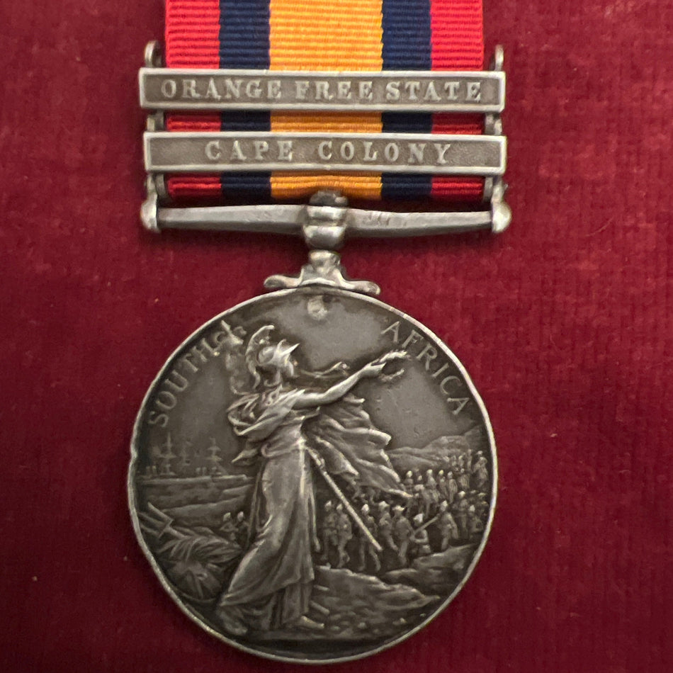Queen's South Africa Medal, 2 bars, to 1913 Corporal R. Sadler, 3rd Battalion, East Surry Regiment, claw missing