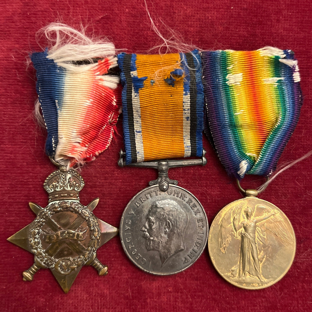 Regiment Ribbons WW1 trio to 1375 Private G. R. Peake, 1- Rhodesia Regiment, ribbons wo ...