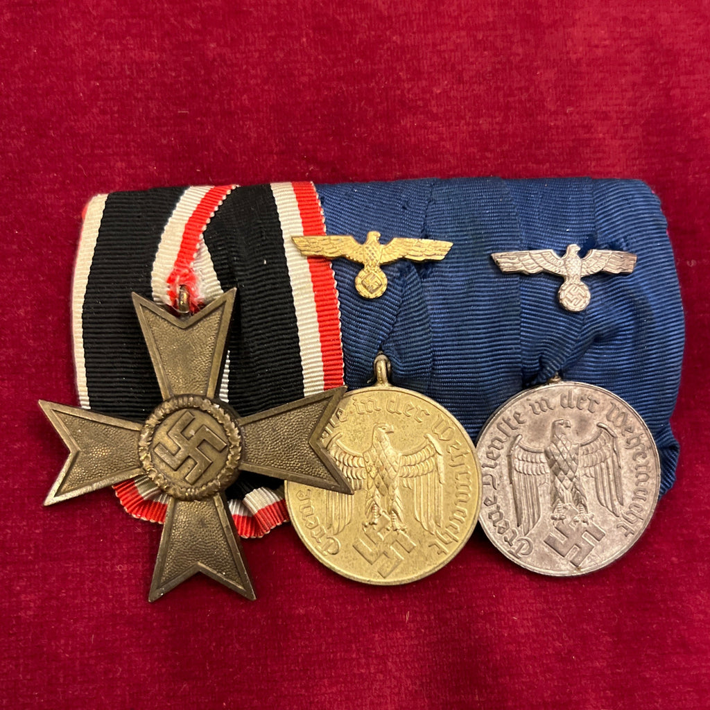 Nazi Germany, group of 3: scarce War Merit Cross no swords, civil, 4 Years Long Service Medal & 12 Years Long Service Medal