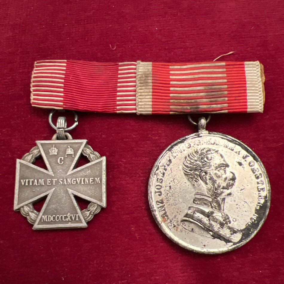 Austria, Karl Troop Cross 1916, with large Bravery Medal, Franz Joseph, Der Tapferkeit, toned