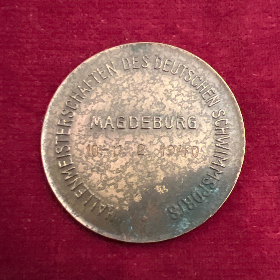 Nazi Germany, bronze sports medal for swimming competition in Magdeburg 10th - 11th February 1940