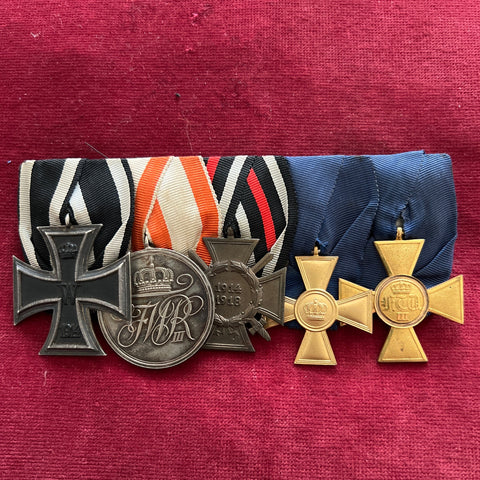 Germany/ Prussia, group of 5: Iron Cross 1914-18, Warrior Merit Medal (Prussia), Cross of Honour 1914-18, 15 Years Long Service Cross & 25 Years Long Service Cross, a scarce group