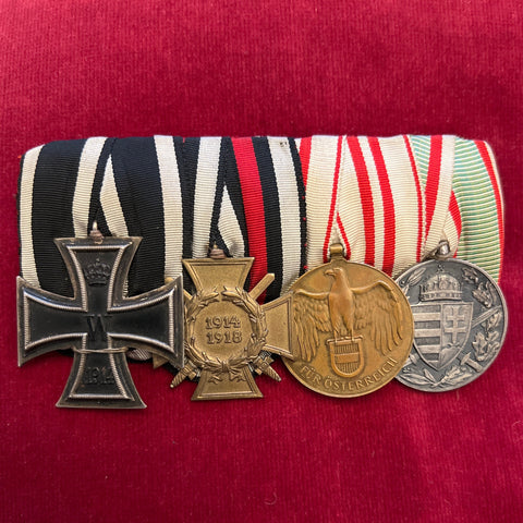 Germany, group of 4: Iron Cross 1914-18, Cross of Honour, Austrian 1914-18 War Medal & Hungarian 1914-18 War Medal