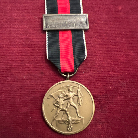 Nazi Germany, Entry into Czechoslovakia Medal, 1st October 1938, with Prague bar, a good example