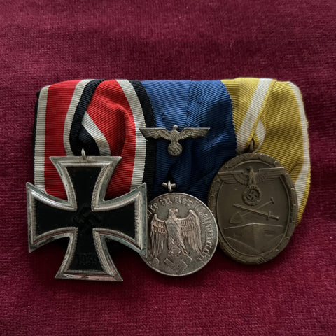 Nazi Germany, group of 3: Iron Cross, 4 Years Armed Forces Medal & West Wall Medal, early type