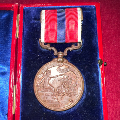 Clarnico Fire Brigade Long Service Medal, a sweet manufacurer founded in 1899, this was a private fire brigade in Hackney, East London, later became part of London Country Council Fire Brigade, scarce