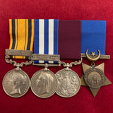Group of 4 to 11055 Sapper William Barnecutt, C Troop, Royal Engineers: South Africa Medal, 1879 clasp, Egypt Medal Suakin 1885 clasp, Army Long Service and Good Conduct Medal, & Khedive's Star 1884-86, with full history & photo