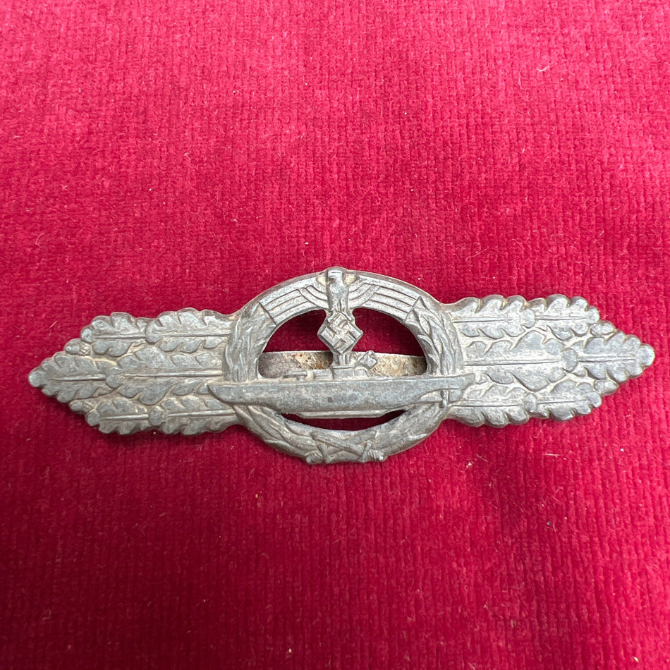 Nazi Germany, Kriegsmarine U-boat Combat Clasp, appears to be bronze, maker marked Schwerin, Berlin, worn, very scarce