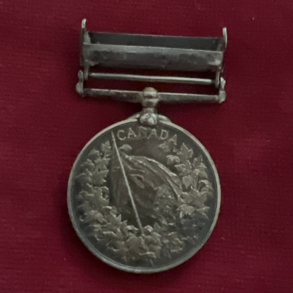 Canada General Service Medal, Fenian Raid 1866 bar, to Private G. Nicolson Brockville, 1st Company