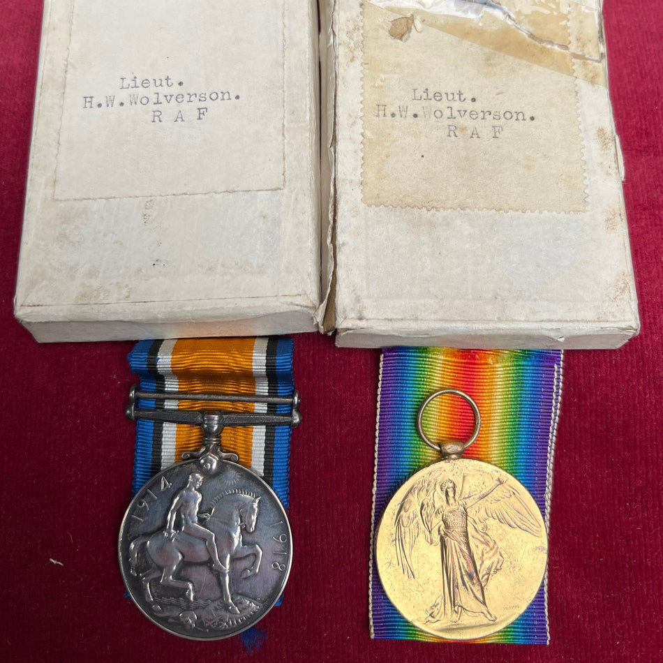 WW1 pair to Lieut. H. W. Wolvererson, RAF