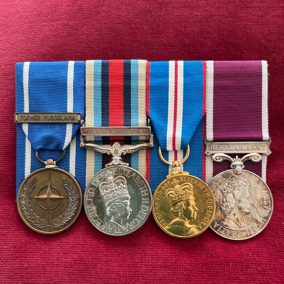 Group of 4 to 24802318 Sergeant/ Captain P. A. Thompson, Royal Engineers: Operational Service Medal for Afghanistan (Captain), NATO Medal for the Former Yugoslavia, Queen Elizabeth II Golden Jubilee Medal & Medal for Long Service & Good Conduct (Military)