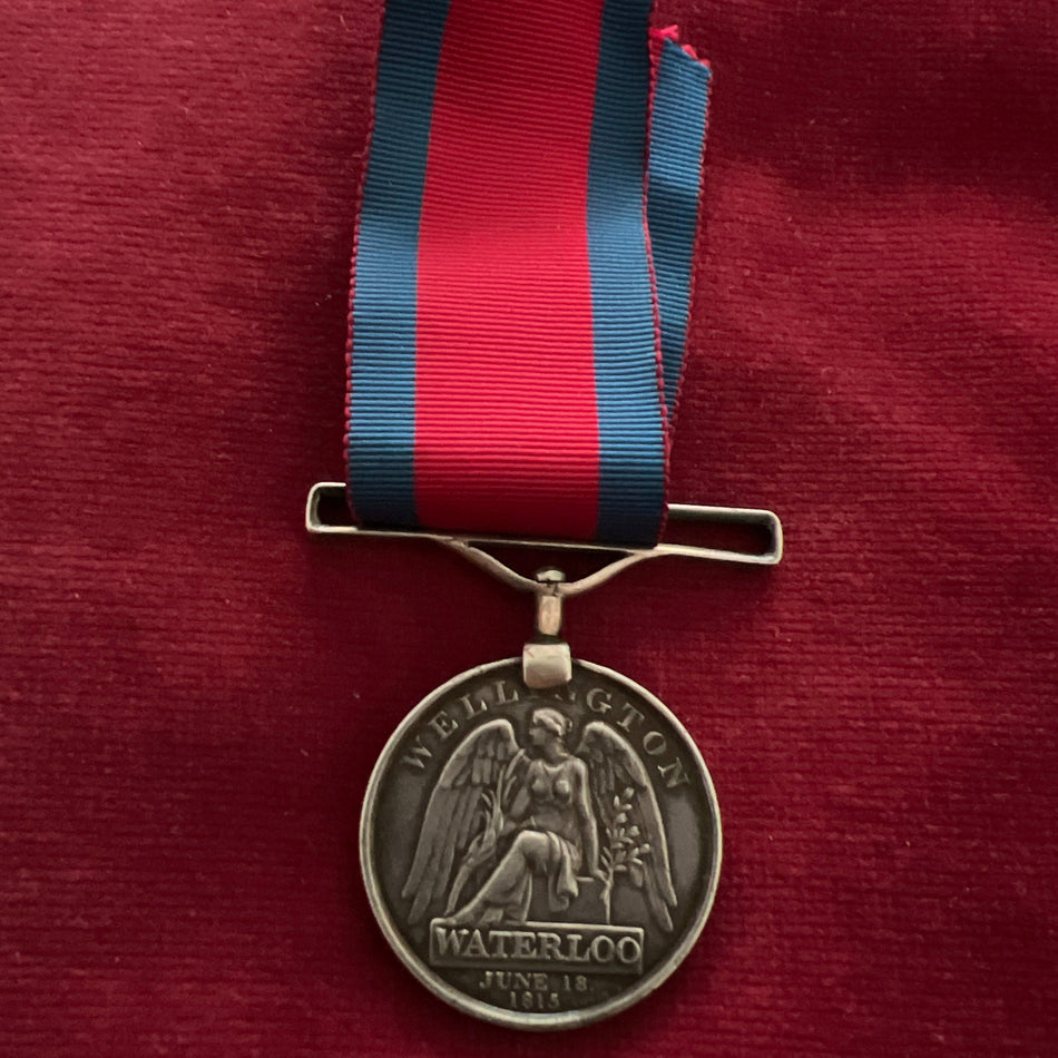 Waterloo Medal, named to G. G. Street, Divn. of Guards, old style of re-named replacement suspender