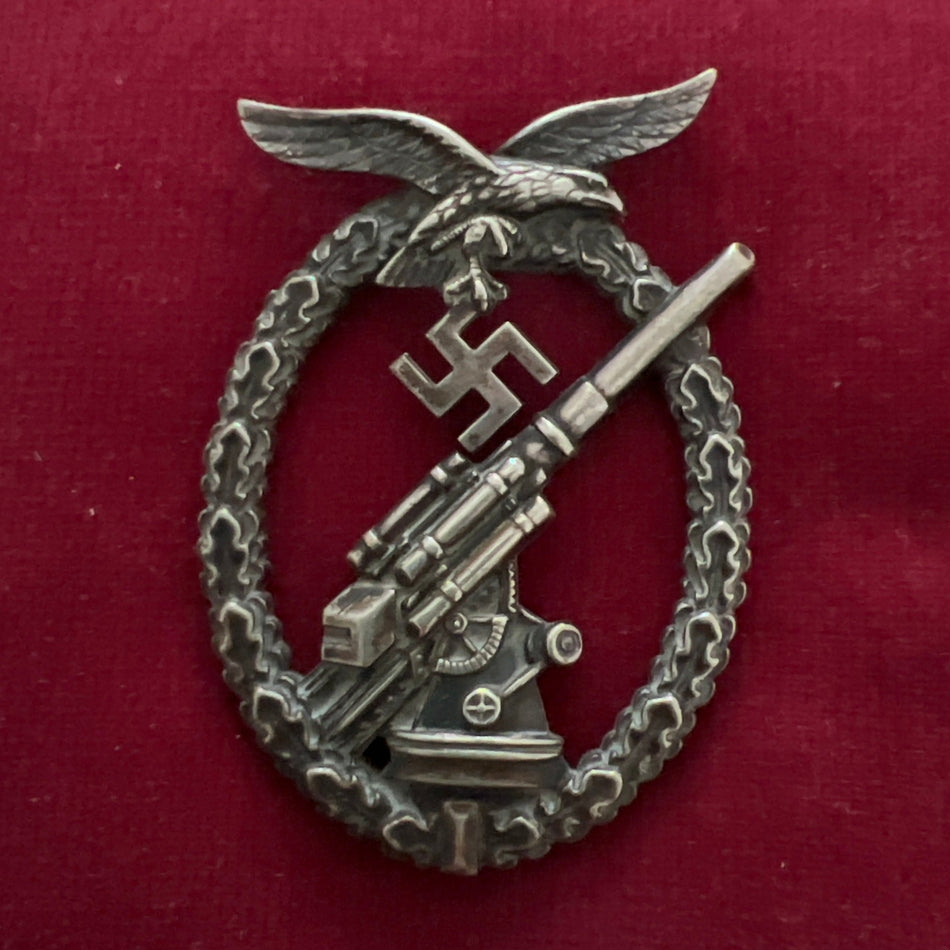 Nazi Germany, early Luftwaffe Flak Badge, pin and hook missing, a good example of early badge