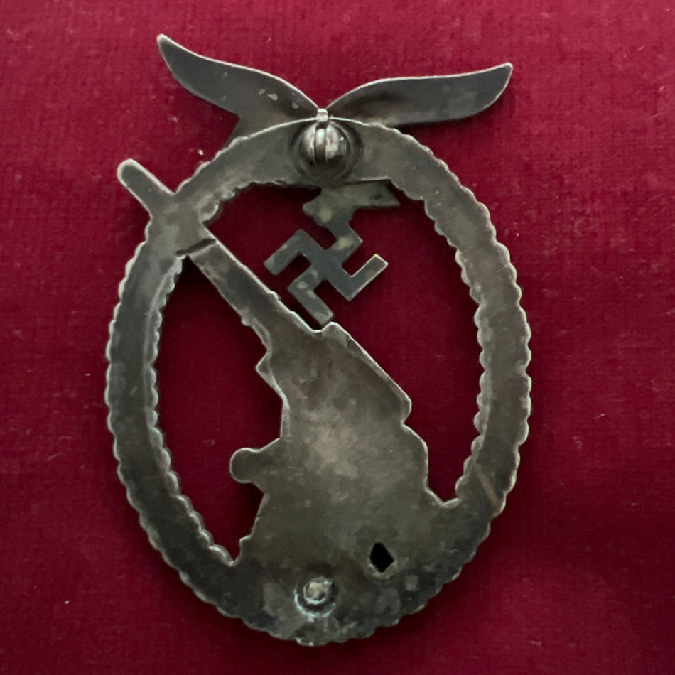 Nazi Germany, early Luftwaffe Flak Badge, pin and hook missing, a good example of early badge