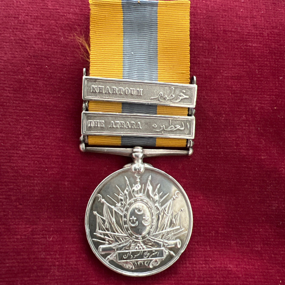 Khedive's Sudan Medal, 2 bars: Khartoum & The Atbara, to 4234 Private J. O'Brien, 1st Lincolnshire Regiment