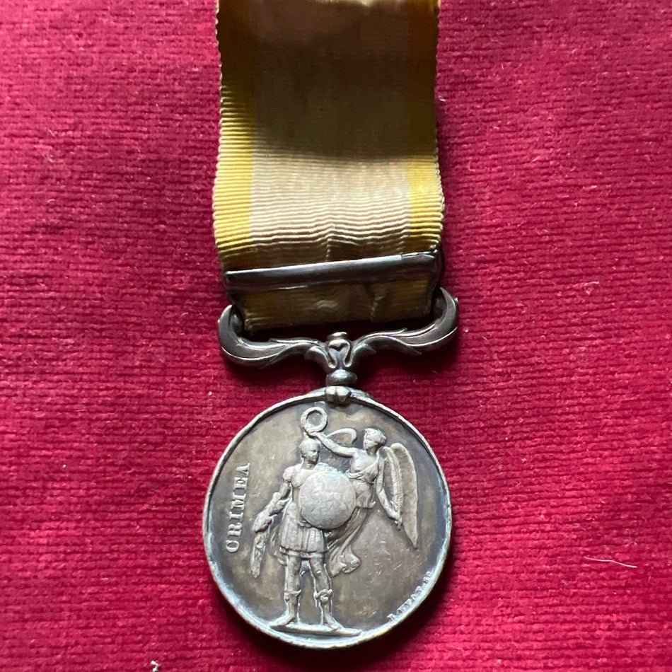 Crimea Medal, Sebastopol bar, named to Private J. Wigley, 90th Light Infantry, crude naming, some wear