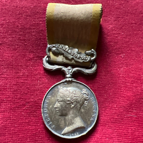 Crimea Medal, Sebastopol bar, named to Private J. Wigley, 90th Light Infantry, crude naming, some wear