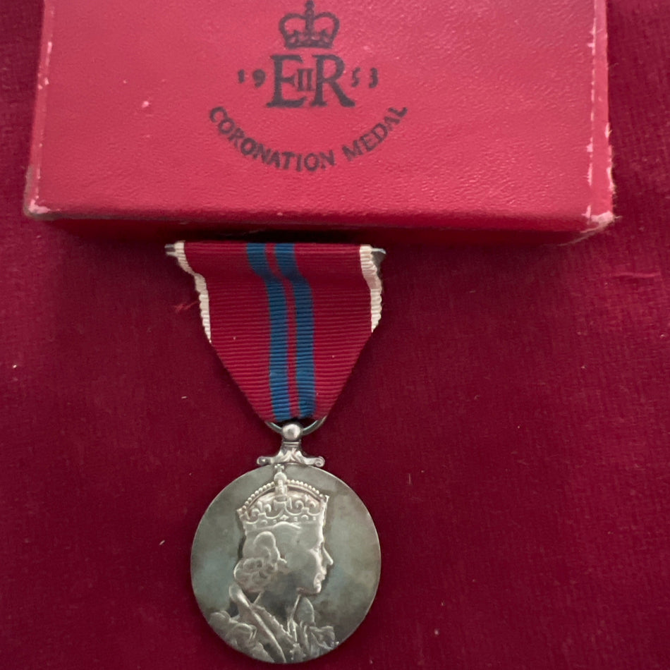 Queen Elizabeth II Coronation Medal, 1953, in original case