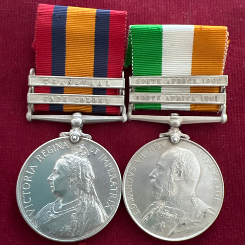 South Africa pair to 1523 Pte. P. G. May, Duke of Edinburgh Volunteer Rifle Corps, Bandsman on Queen's South Africa Medal