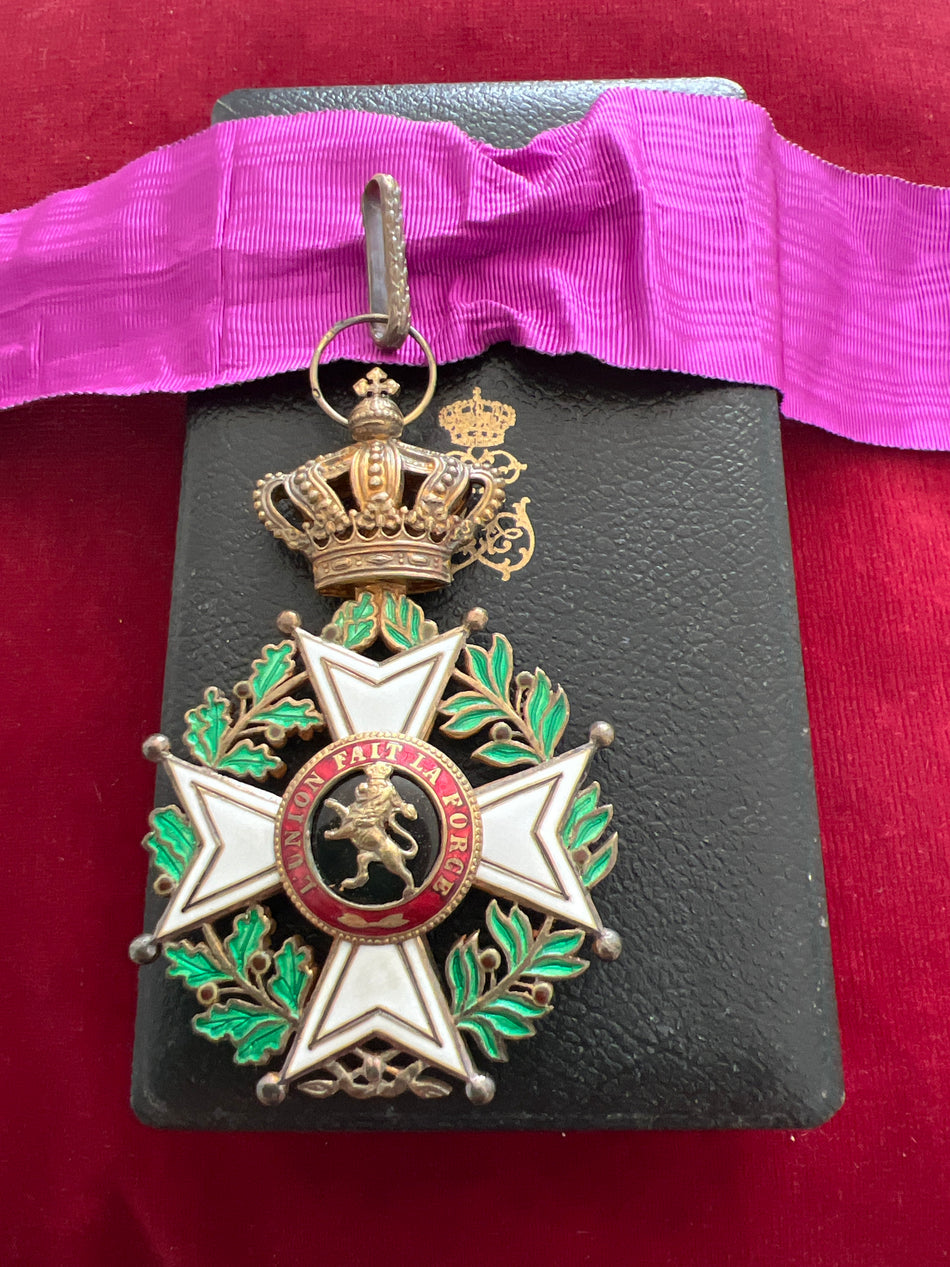 Belgium, Order of Leopold, commander, civil, WW1 period, silver gilt, in original case, a nice example