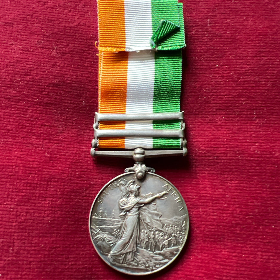 King's South Africa Medal, 2 bars, to Private D. Anderson, Highland Light Infantry