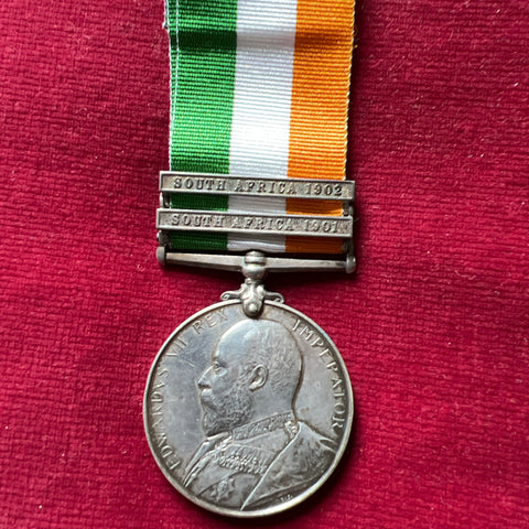 King's South Africa Medal, 2 bars, to Private D. Anderson, Highland Light Infantry