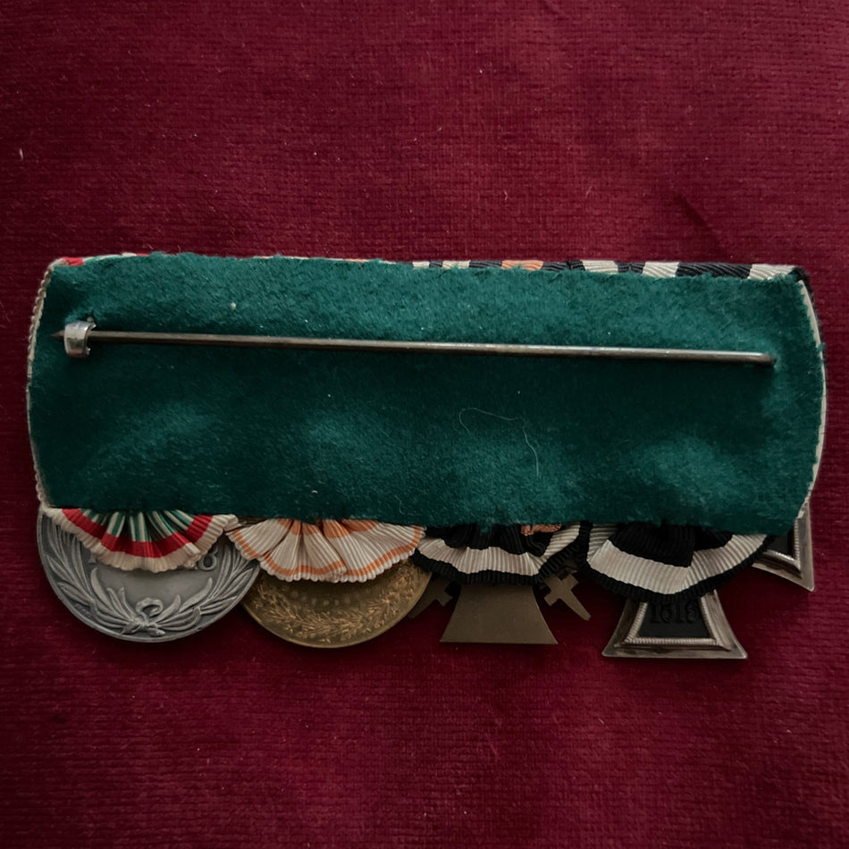 Germany/ Austria/ Hungary, WW1 group of 4: German Iron Cross 1914-18, German Cross of Honour 1914-18, Austrian War Medal with swords to ribbon & Hungary War Service Medal 1914-18, original mounted group