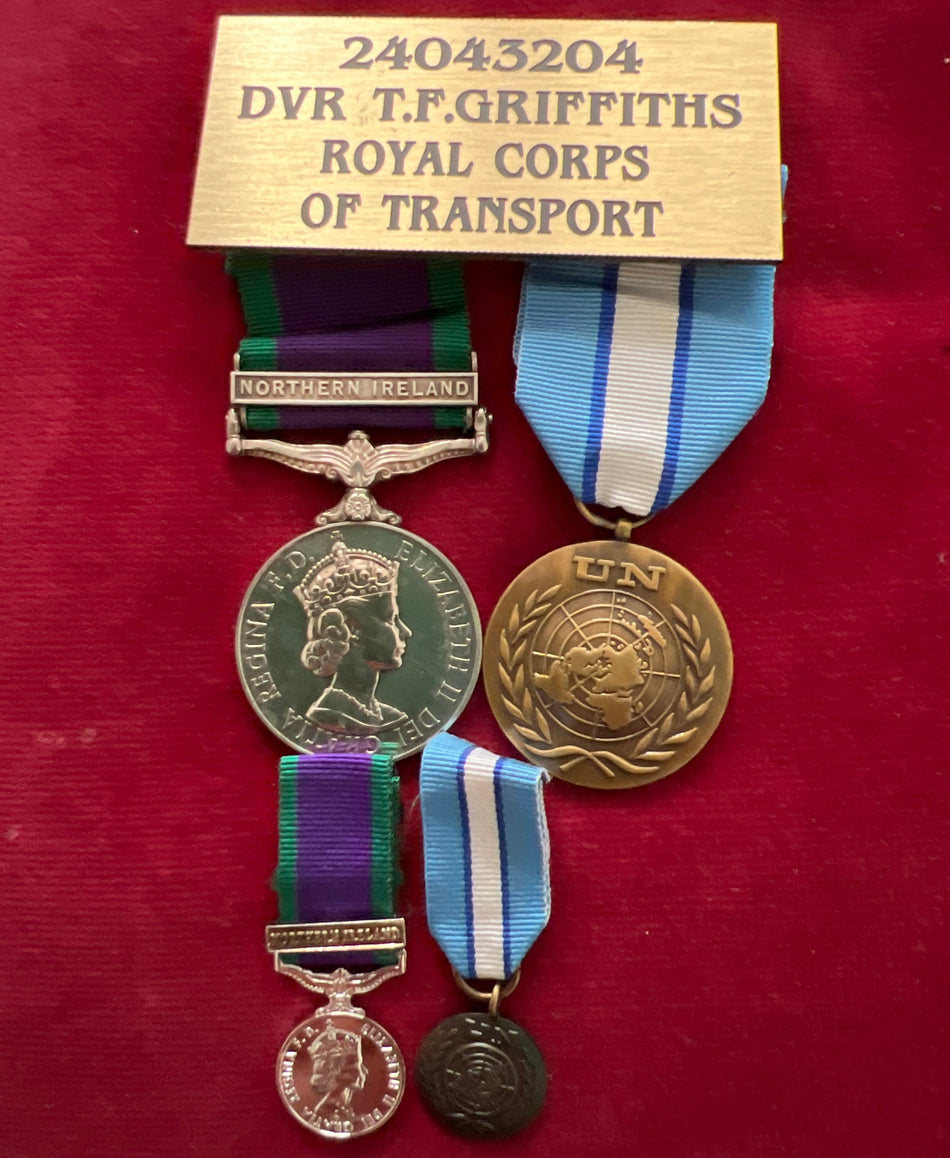 General Service Medal, Northern Ireland clasp/ United Nations Medal pair, to 24043204 Driver T. F. Griffith, Royal Corps of Transport, with miniatures