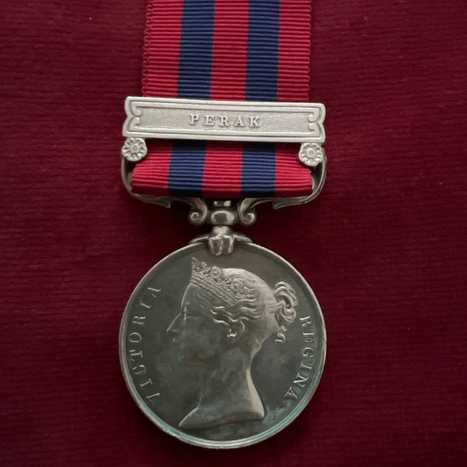 India General Service Medal, Perak clasp, to 50 Private G. Smith, 10 Lincolnshire Regiment