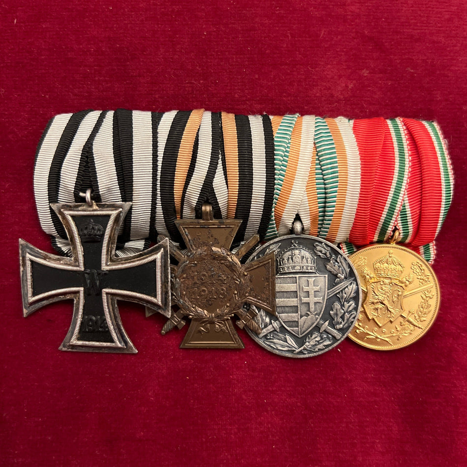 Germany, WW1 group of 4: Iron Cross 1914-18, Cross of Honour 1914-18, Hungary War Service Medal 1914-18 & Bulgarian War Service Medal 1914-18
