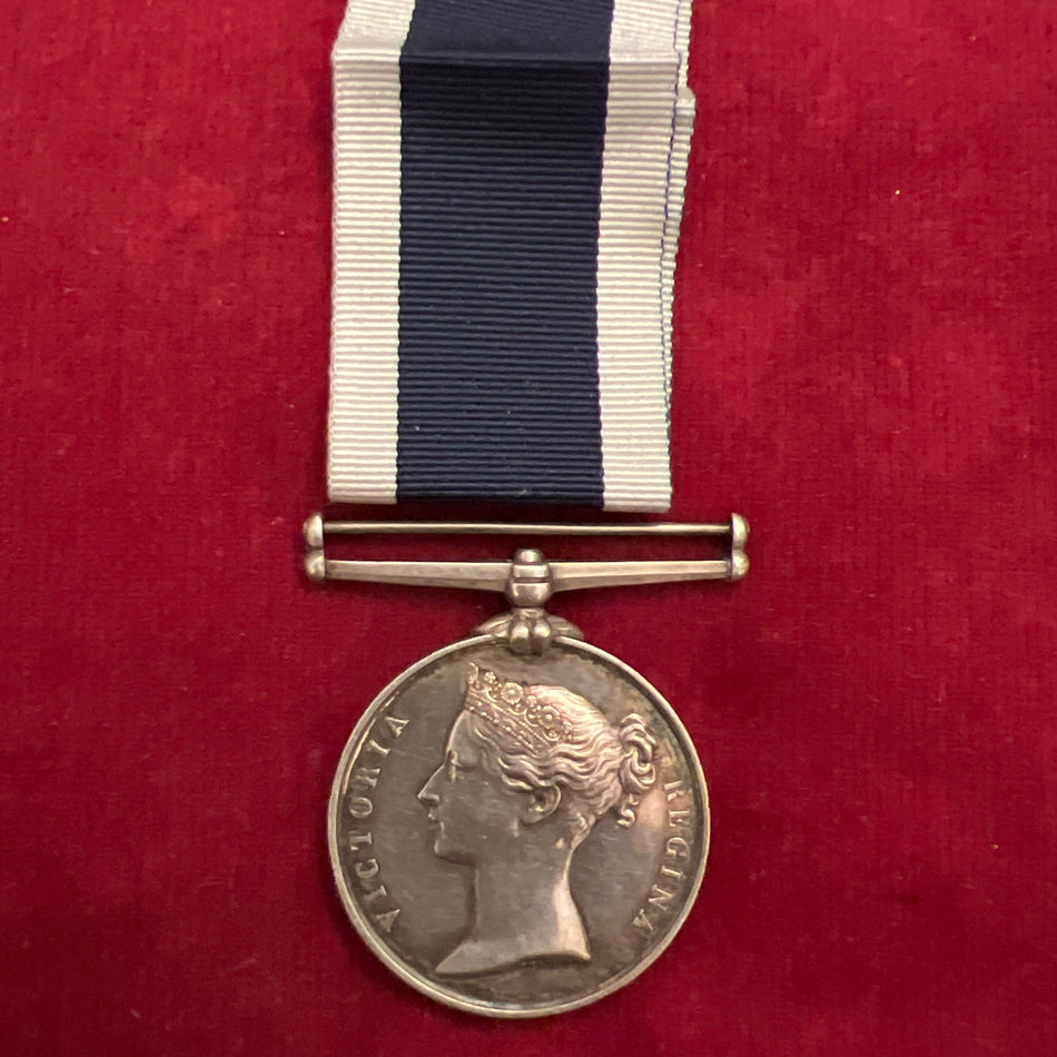 Naval Long Service & Good Conduct Medal (1848), scarce wide suspension, to 204 Quartermaster H. Wilson, HMS Victor Emanuel, medal in excellent condition