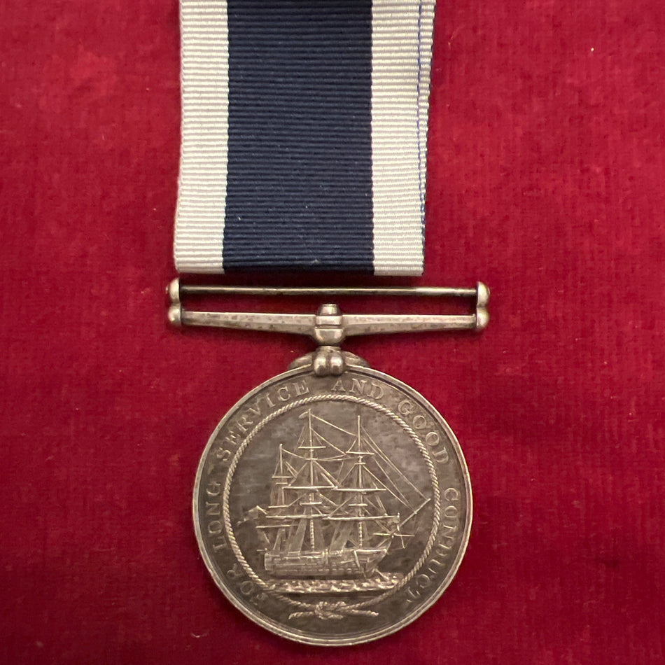 Naval Long Service & Good Conduct Medal (1848), scarce wide suspension, to 204 Quartermaster H. Wilson, HMS Victor Emanuel, medal in excellent condition