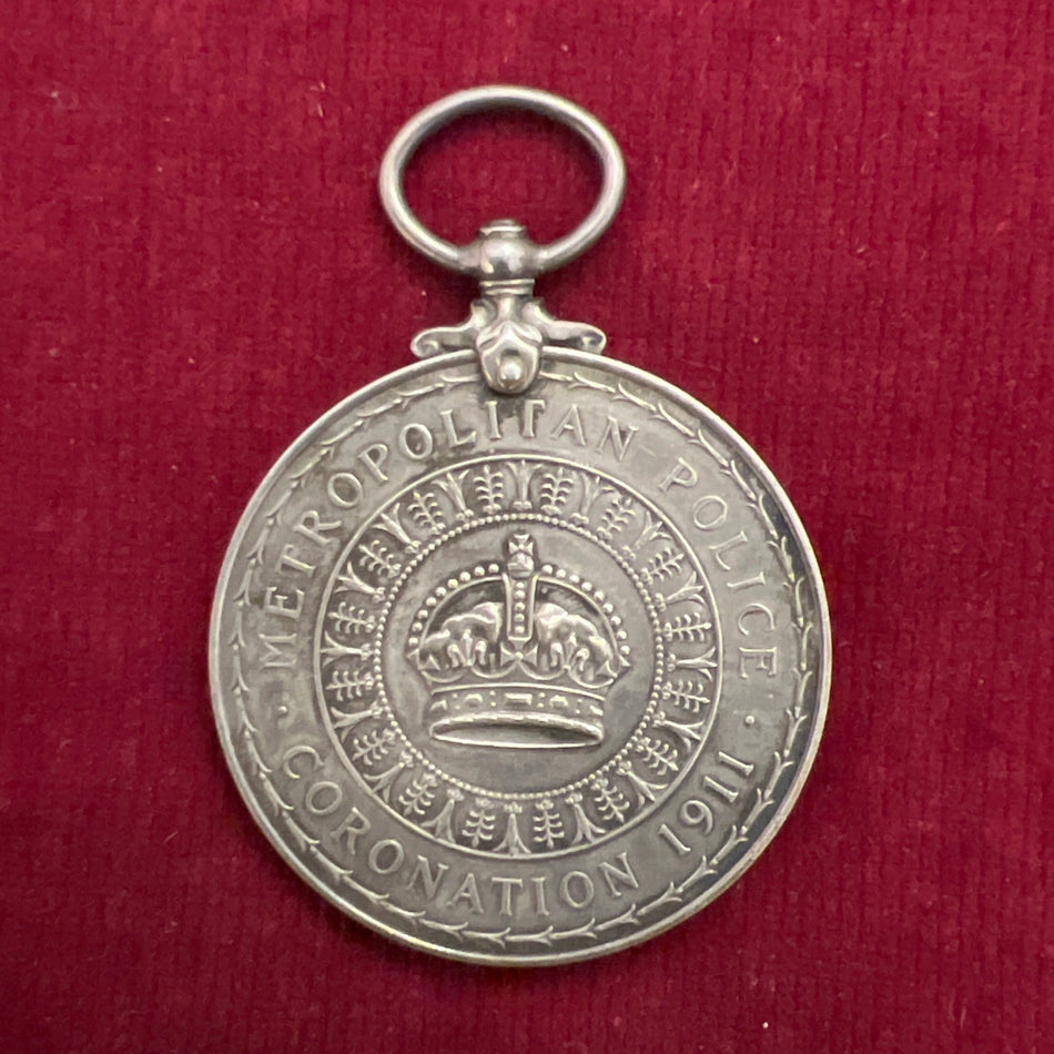 King George V Police Coronation Medal, 1911, to Police Constable D. Allen, Metropolitan Police
