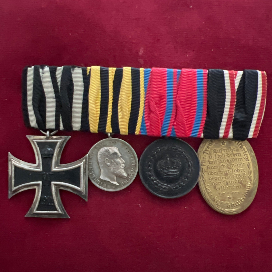 Germany, group of 4: 1914-18 Iron Cross, WW1 Württemberg Bravery Medal, Long Service Medal & Veteran Medal 1914-18