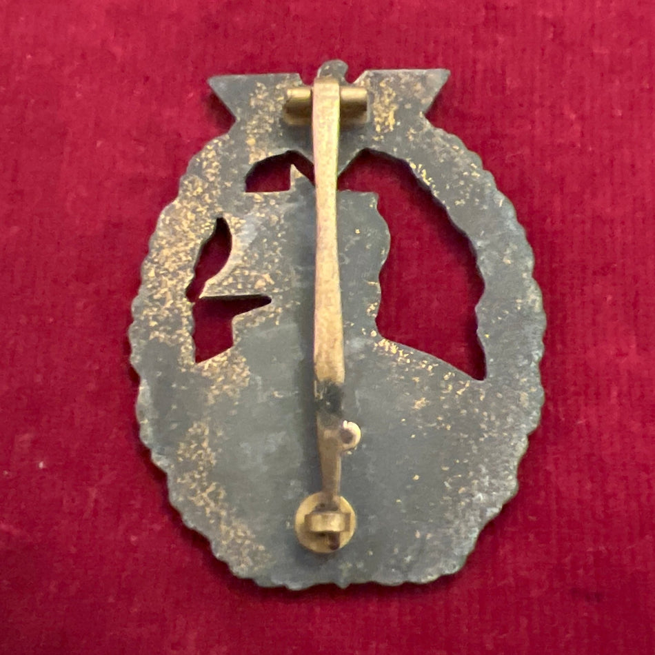 Nazi Germany, Auxiliary Cruiser War Badge, mid-war, two piece, gilt worn but scarce
