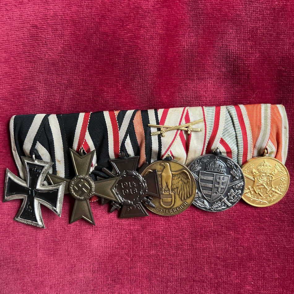 Germany, group of 6: Iron Cross 1914-18, Nazi War Merit Cross 1939-45, Cross of Honour 1914-18, Austria War Medal 1914-18, Hungary War Medal 1914-18 & Bulgaria War Medal 1914-18