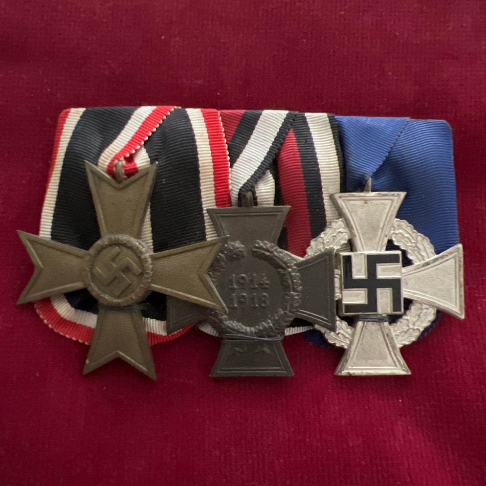 Nazi Germany, group of 3: War Merit Cross, civil, Cross of Honour 1914-18 & 25 Years Faithful Service Cross, an interesting combination