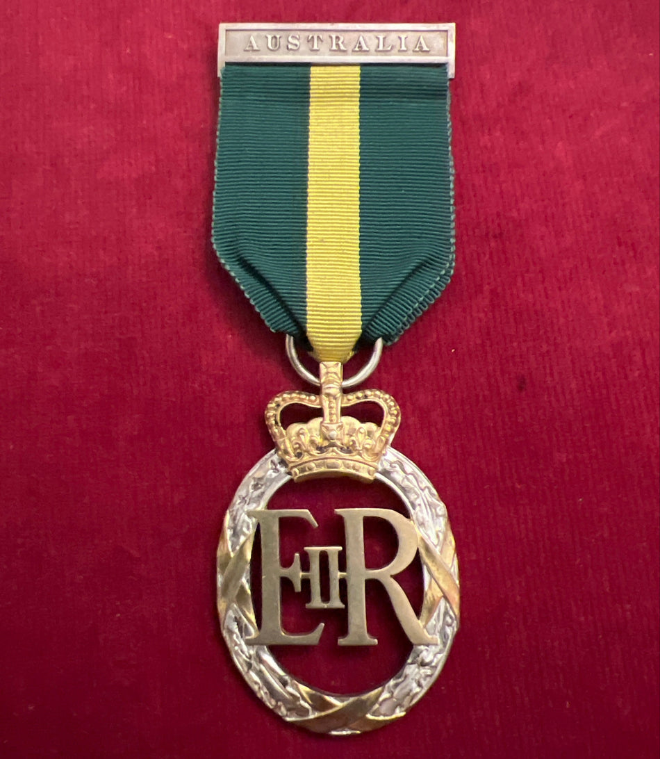 Australian Efficiency Decoration to Col. L.T. Olsson A.O. M.B.E. R.D., Royal Australian Artillery (Army Reserve), Colonel Commandant Royal Regiment of Australian Artillery 4th Military District, a lawyer then Judge sitting in the Supreme Courts, scarce